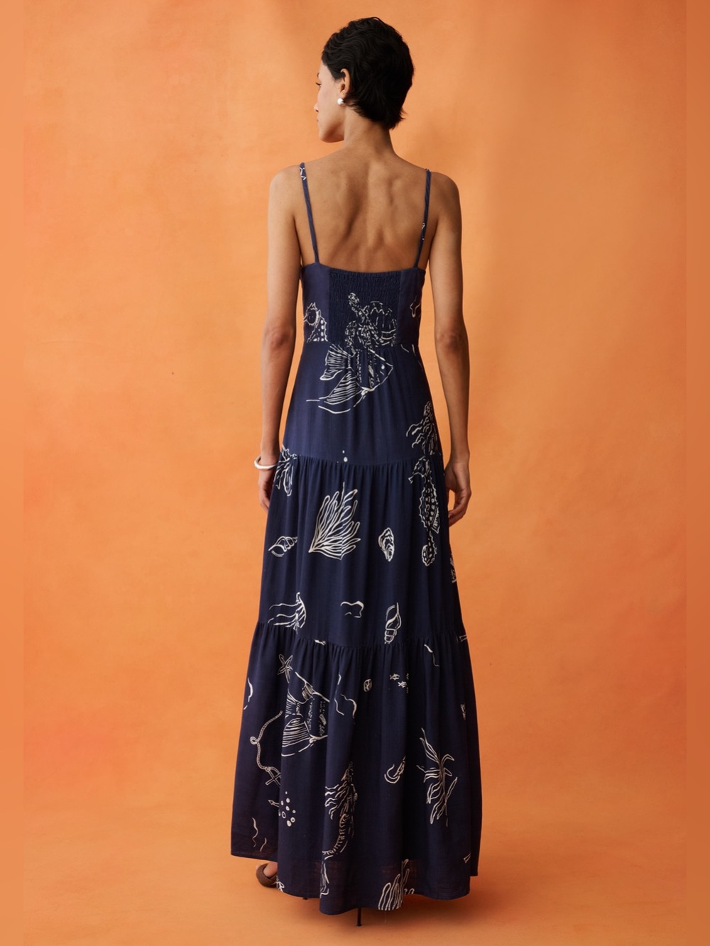 Few Moda Zali Navy Printed Linen Blend Maxi Dress – Size 10 NWT - Picture 2 of 12